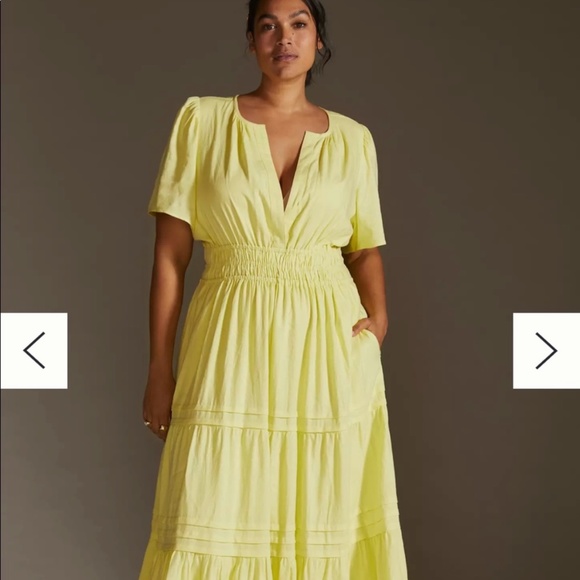 Anthropologie Dresses & Skirts - NWT Anthropologie Plus Somerset Linen Dress Tiered Maxi Short Sleeve Pockets 3X